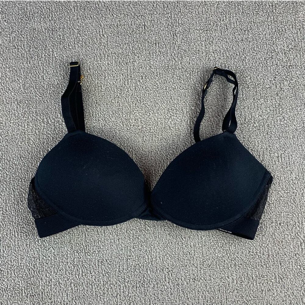 LIVELY Bra 34D Padded Underwire Black Lace Mesh